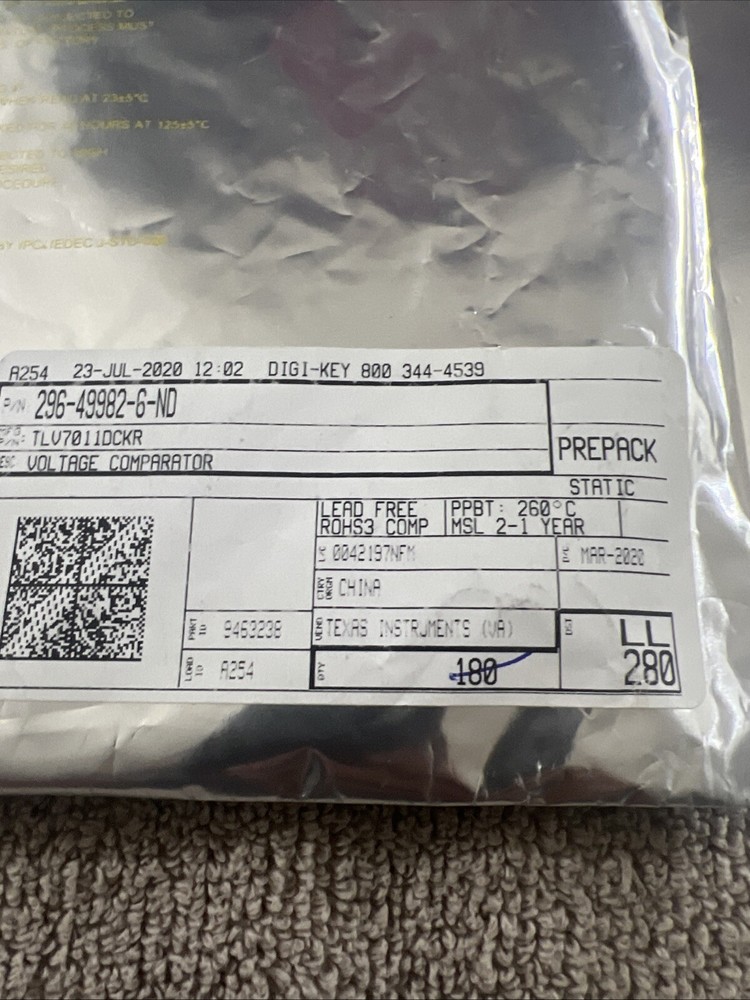 Texas Instruments Comparator Push-Pull SC705 TLV7011DCKR Voltage QTY 79