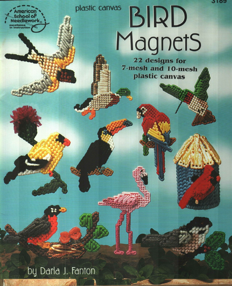 USED BIRD MAGNETS 22 DESIGNS FOR 7 & 10 MESH PLASTIC CANVAS PATTERN BOOK