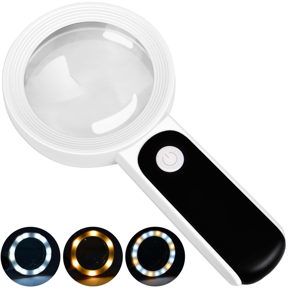Magnifying Glass with Light, High Magnification Handheld Large Magnifying Gla...