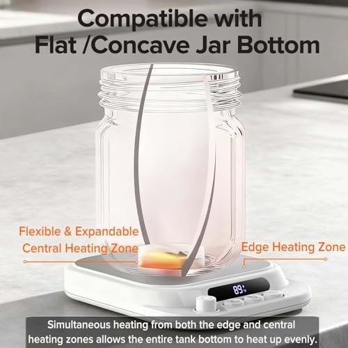 Sourdough Starter Warmer with Precise Temp Control, 24H Timer, Fits Flat/Concave