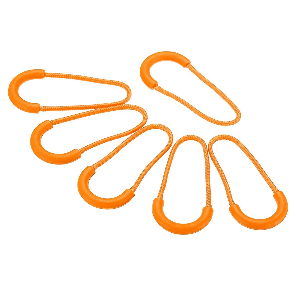 20 x Zipper Pulls Extension Handle Cord Finger Plastic U-Shape Orange
