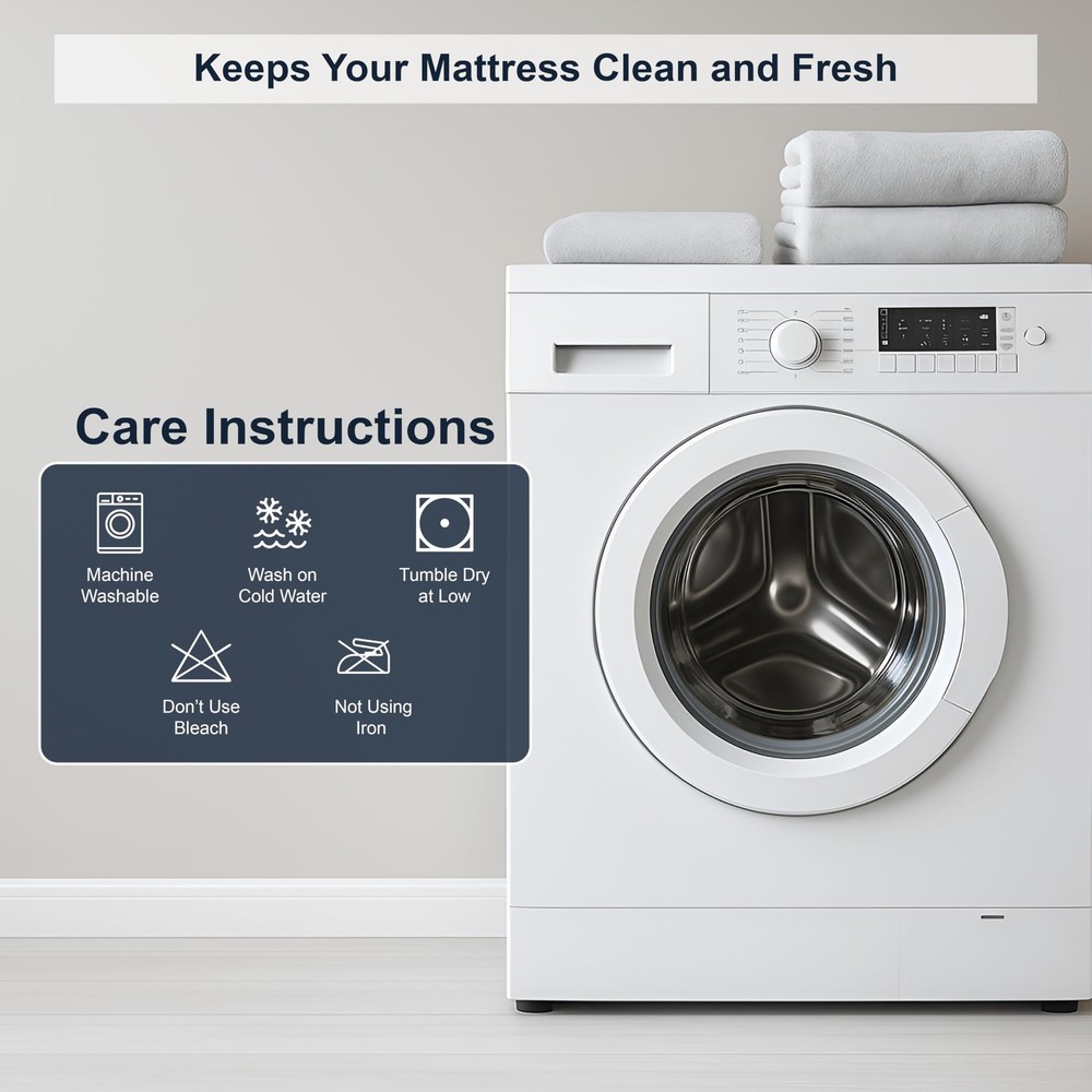 Queen 100% Waterproof Mattress Protector, Machine Washable Premium Terry Cott...