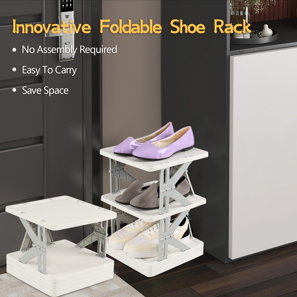 5 Tier Vertical Narrow Shoe Storage Organizer for Saving Space, Gray Plastic ...