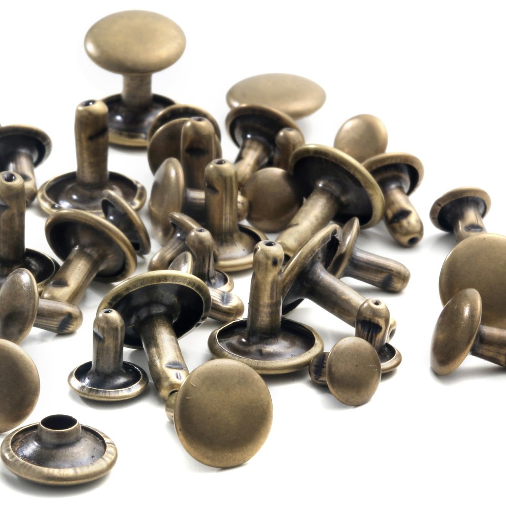 Leather Rivets Kit 340 Sets Double Cap Rivets with Crafting Tool Bronze