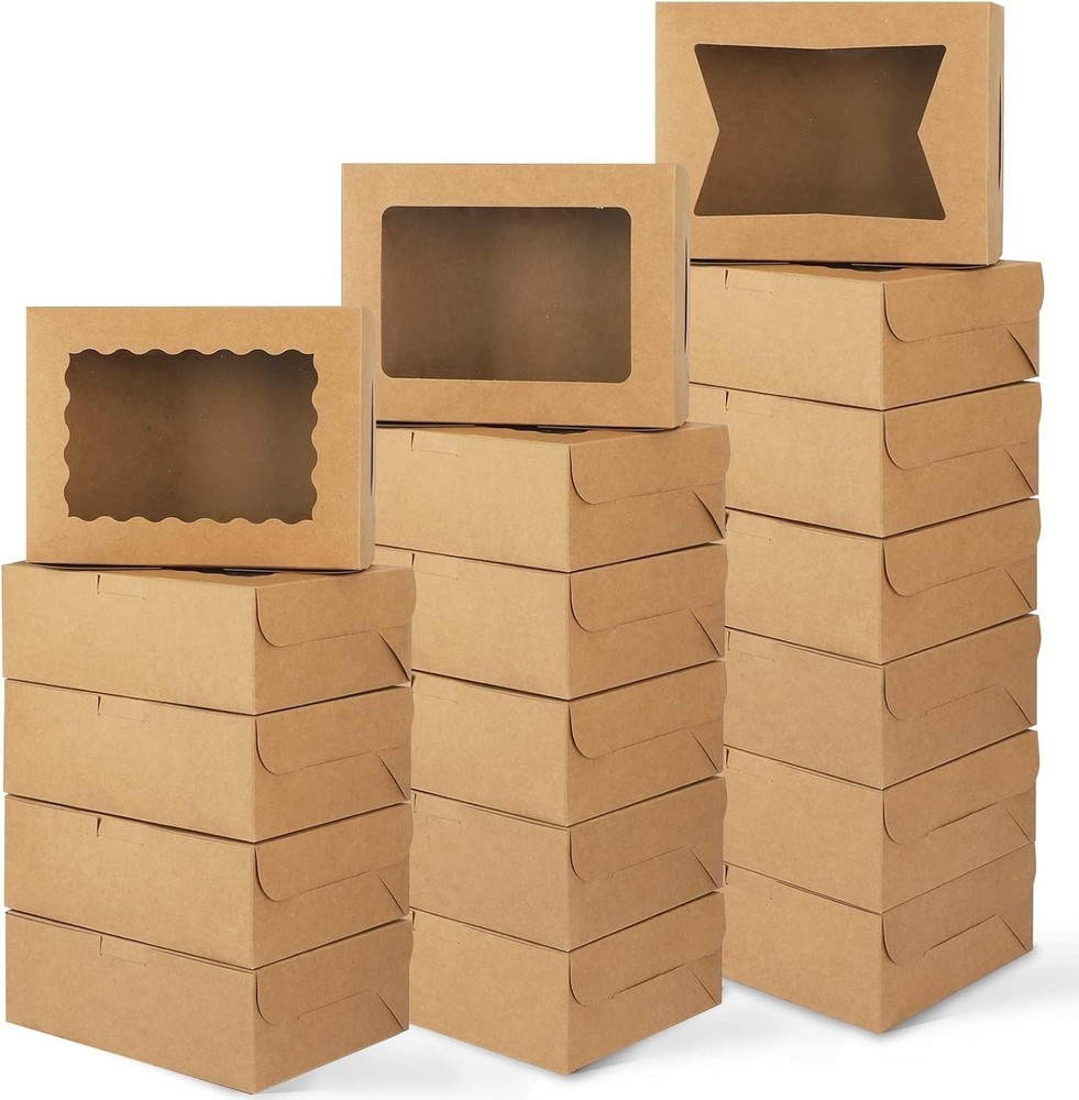 32pcs Cookie Boxes, 8x6x2.5 Bakery Boxes with Window 3 Styles, for Chocolate ...
