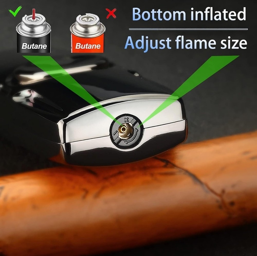 Jet Torch Butane Refillable Lighter, Windproof Blue Flame Cool Design,