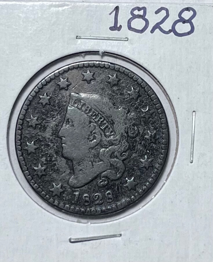 1828 coronet large cent