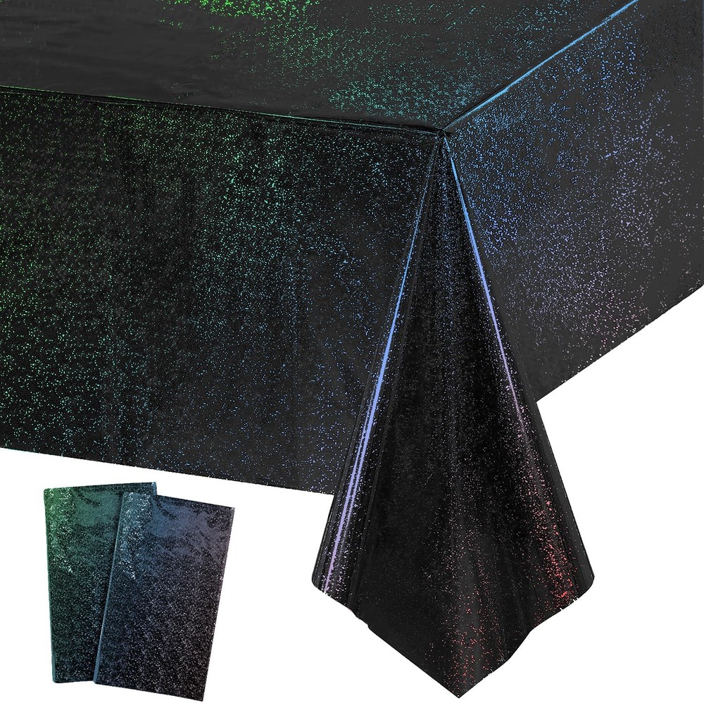 GREATRIL Black Tablecloth Party Table Cloth 54" x 108" - 2 Pack,