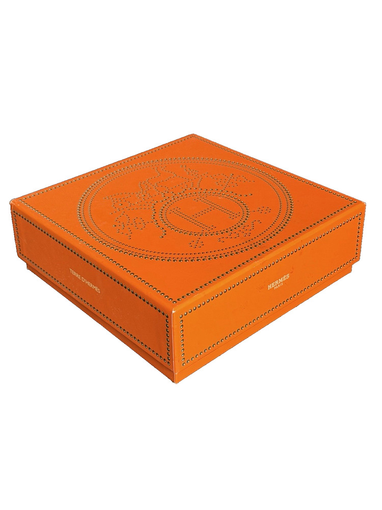 Tory Burch Pink Geometric Gift Box & Hermès Orange Studded Square Box