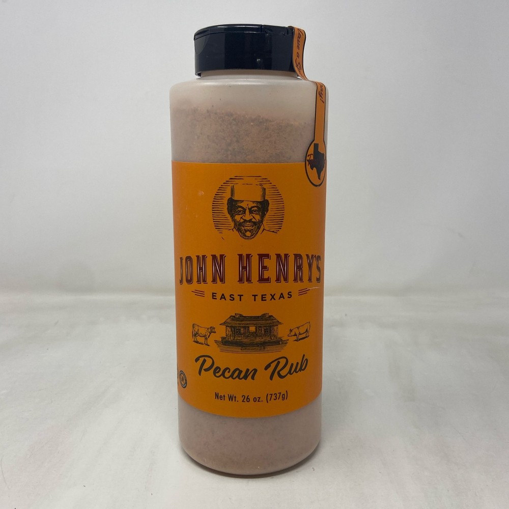 John Henry’s Texas Size Pecan Rub 26oz Orange Label