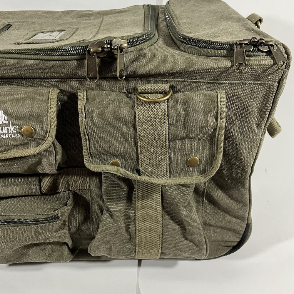 Pop Up Soft Trunk Green Canvas Collapsible Rolling Bag by Everything Summer Camp