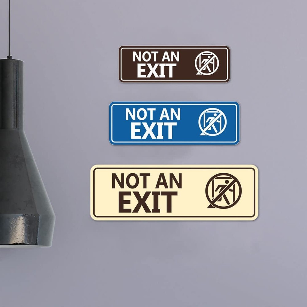 Standard NOT an EXIT (Stick Man) Sign (Black) - Small 2 x 6" - Small (1 Pack)