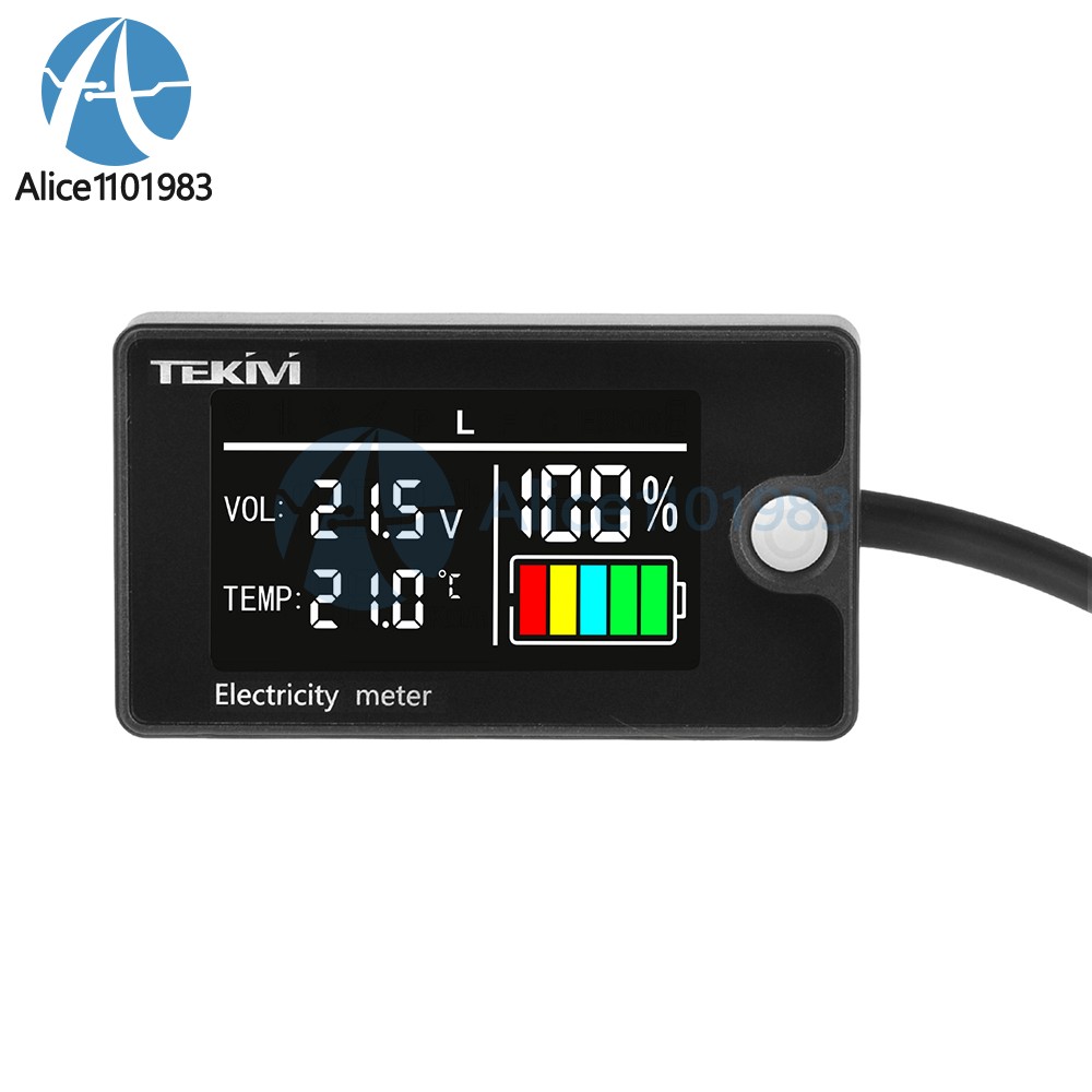 DC8-100V LCD Digital Battery Capacity Indicator Voltmeter w/ Temperature Display