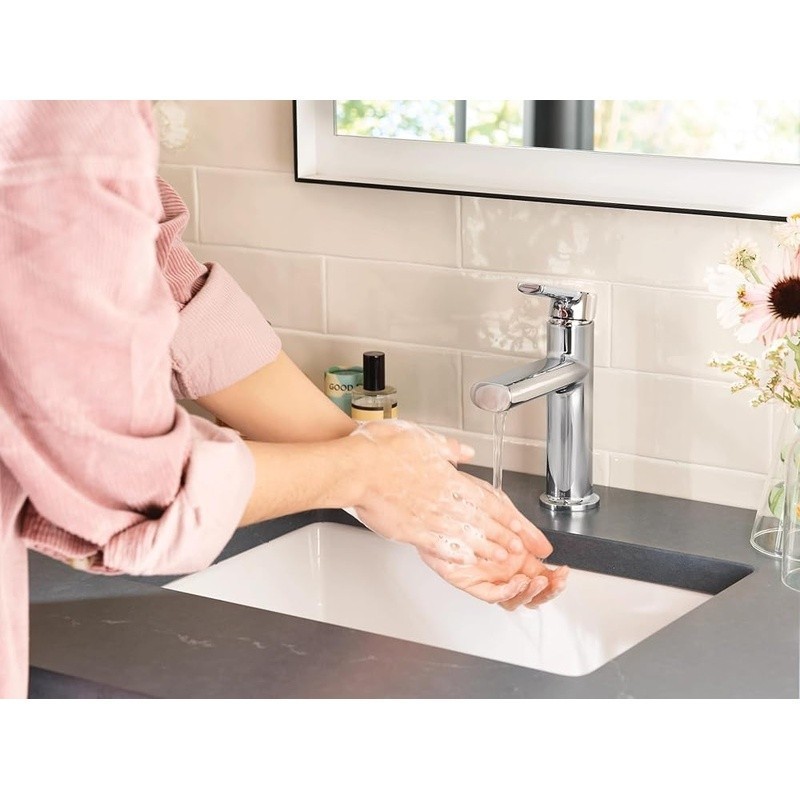 Single Handle Bathroom Faucet Temperature Control Chrome Deck Mount Water Saving