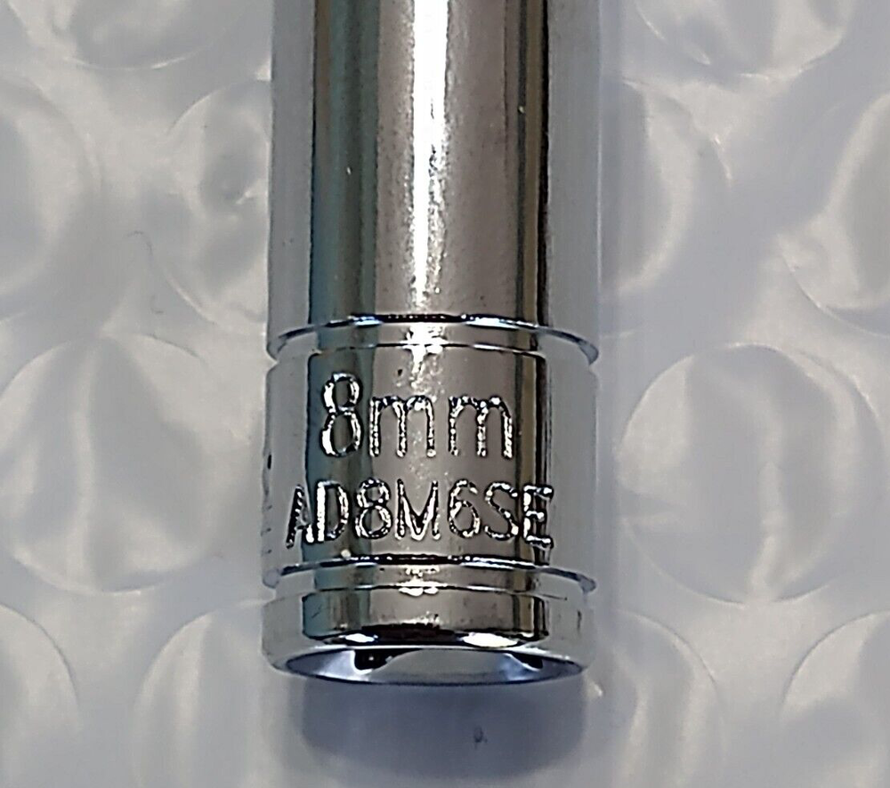 MATCO TOOLS "SILVER EAGLE" AD8M6SE, 1/4" DRIVE, 8MM. SOCKET, DEEP, 6 POINT.