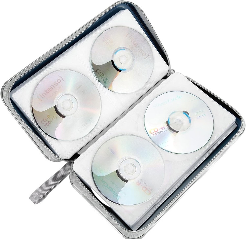 CD Case Holder, 80 Capacity CD/DVD Holders Wallet Hard Plastic Dark Blue