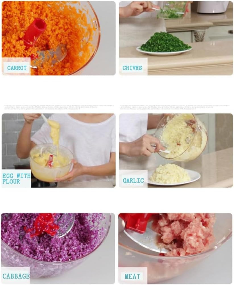 Multi-Functional Manual Food Processor,8 Cup Hand-Powered Crank Chopper,Mincer B