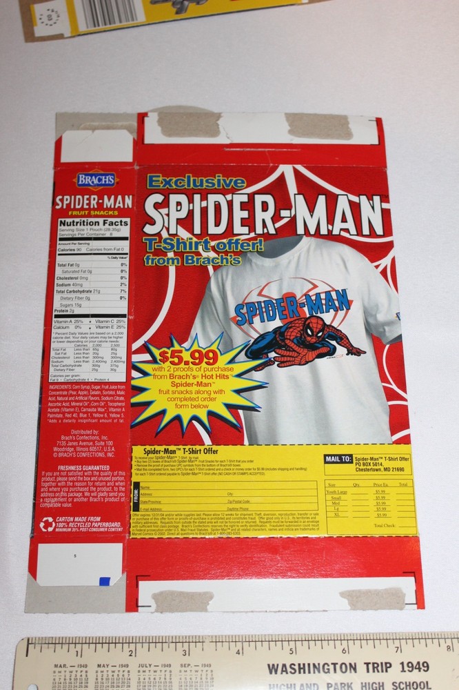 2002 Spider-man Brachs Fruit Snacks Empty Advertising Display Box Candy Marvel