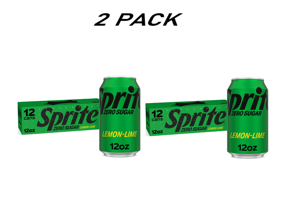 ( 2 PACK ) Sprite Zero Sugar Lemon Lime Soda Pop, 12 fl oz, 12 Pack Cans.