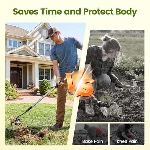 Iron Weeding Rake with Long Handle - Upgraded Weed Puller Tool, Heavy 5 Teeth