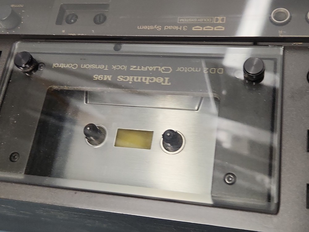 Technics RA-M95 cassette deck RP-9690 BOTH WORK LAZY DOOR OPEN. READ DESCRIPTIO
