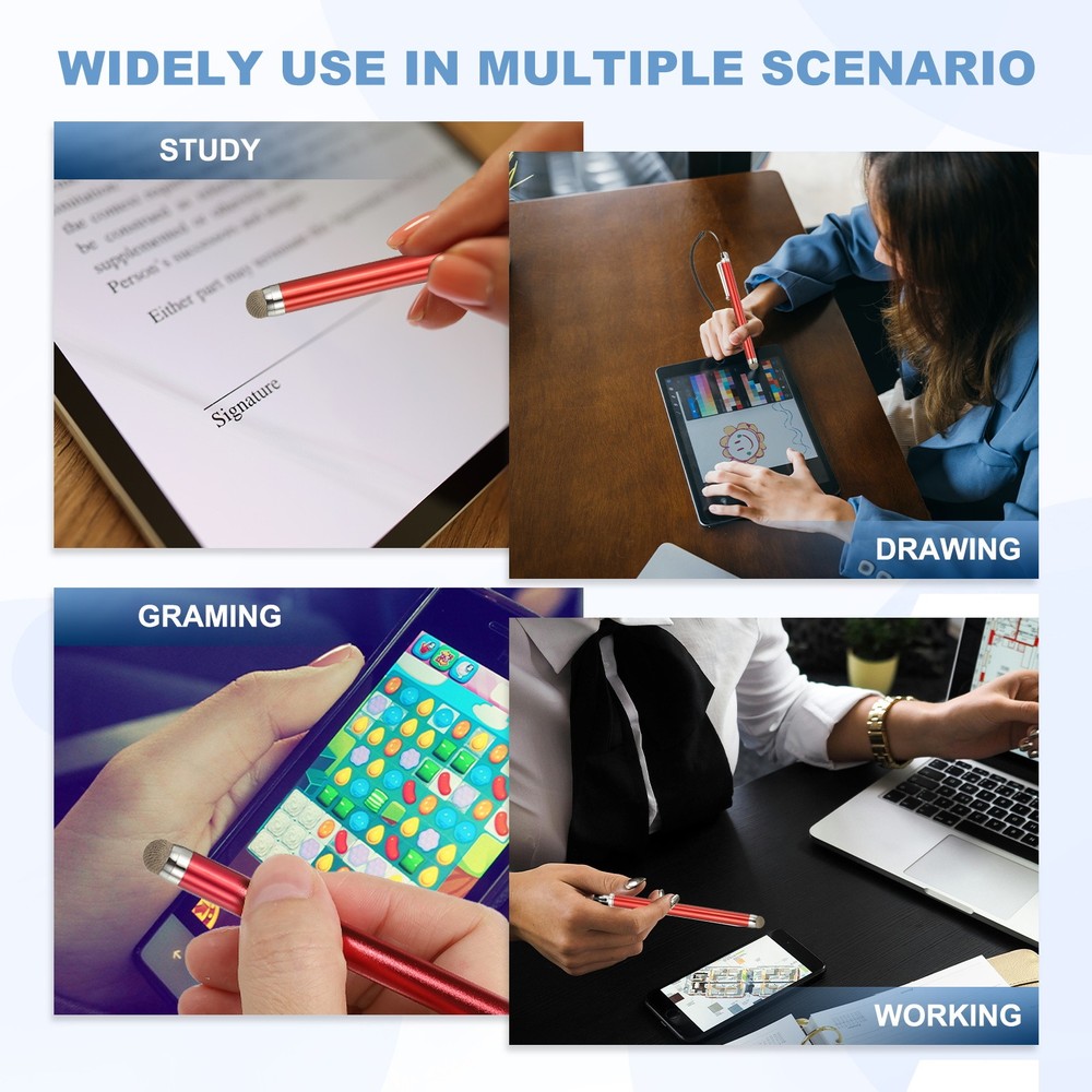2 Pcs Screen Capacitive Pen with Spring Rope Fixing Dock Orange