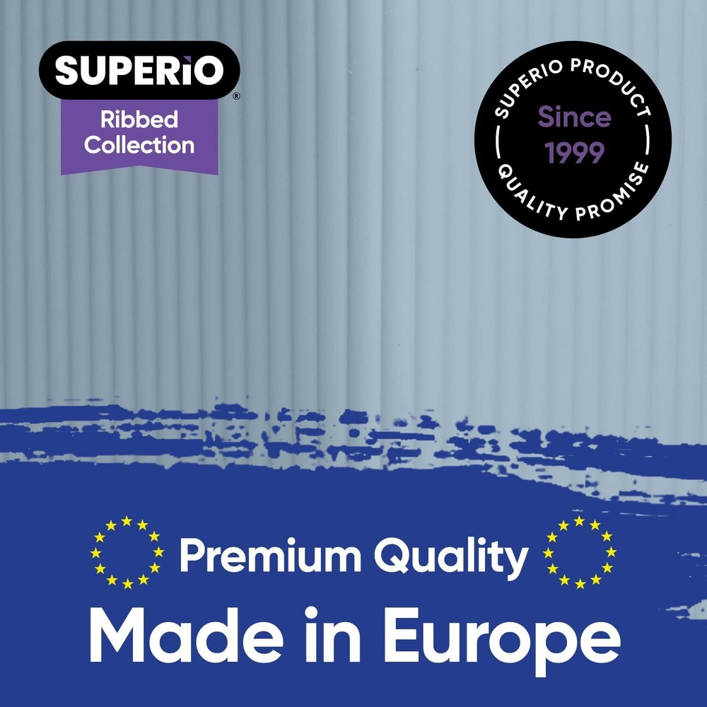 Superio 15L Medium Ribbed Storage Bin- Plastic Storage Bin (4 Pack, Stone Blue)