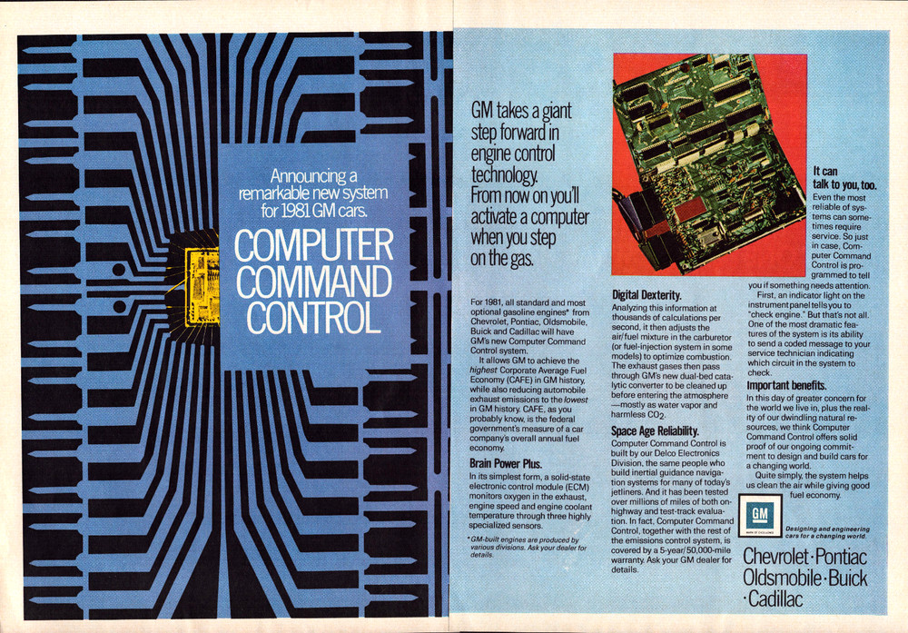 GM General Motors Computer Command Control Technology Vintage Print Ad 1980