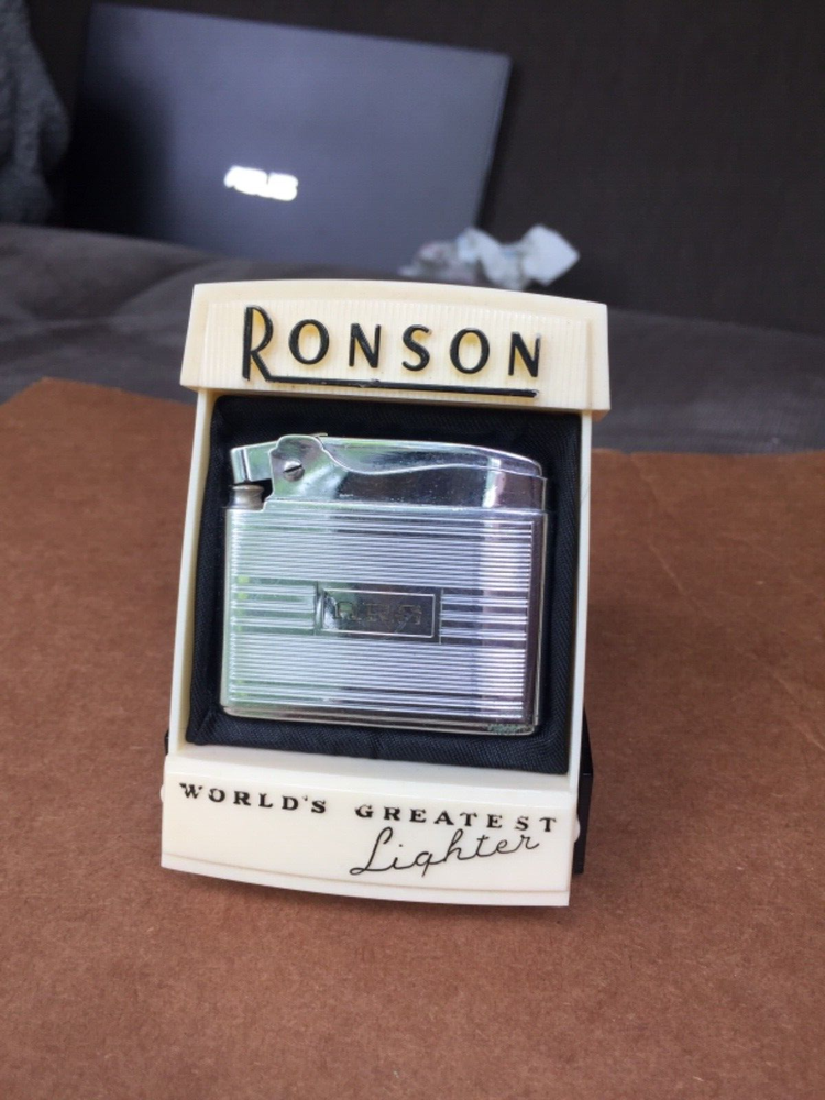 vintage ronson adonis lighter chrome streamlined art deco box instuctions