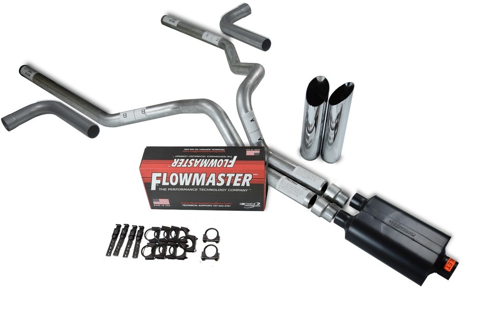 96-99 Chevy GMC 3" Dual Exhaust Kit Flowmaster Super 40 Slash Side Exit