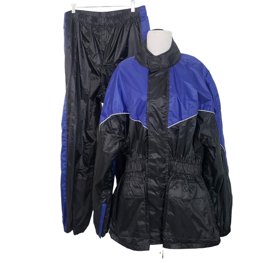 Thunder Under Motorcycle Suit Mens Size Medium Black Rain Gear Jacket Pants Set