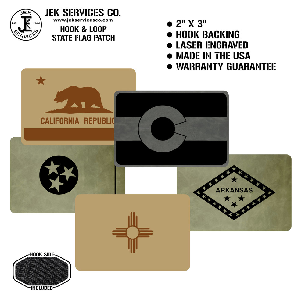 State Flag Tactical Morale Patch – 2” x 3” Hook & Loop Plate Carrier Patch