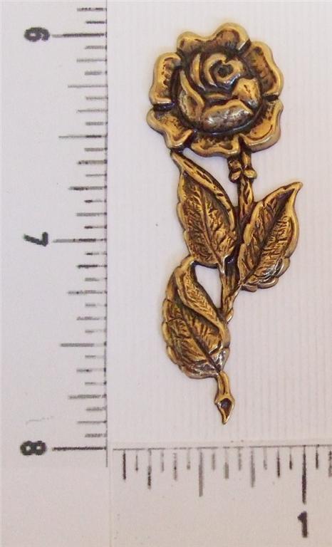 30523 -  2 Pc Long Stem Rose Jewelry Finding Brass Oxidized