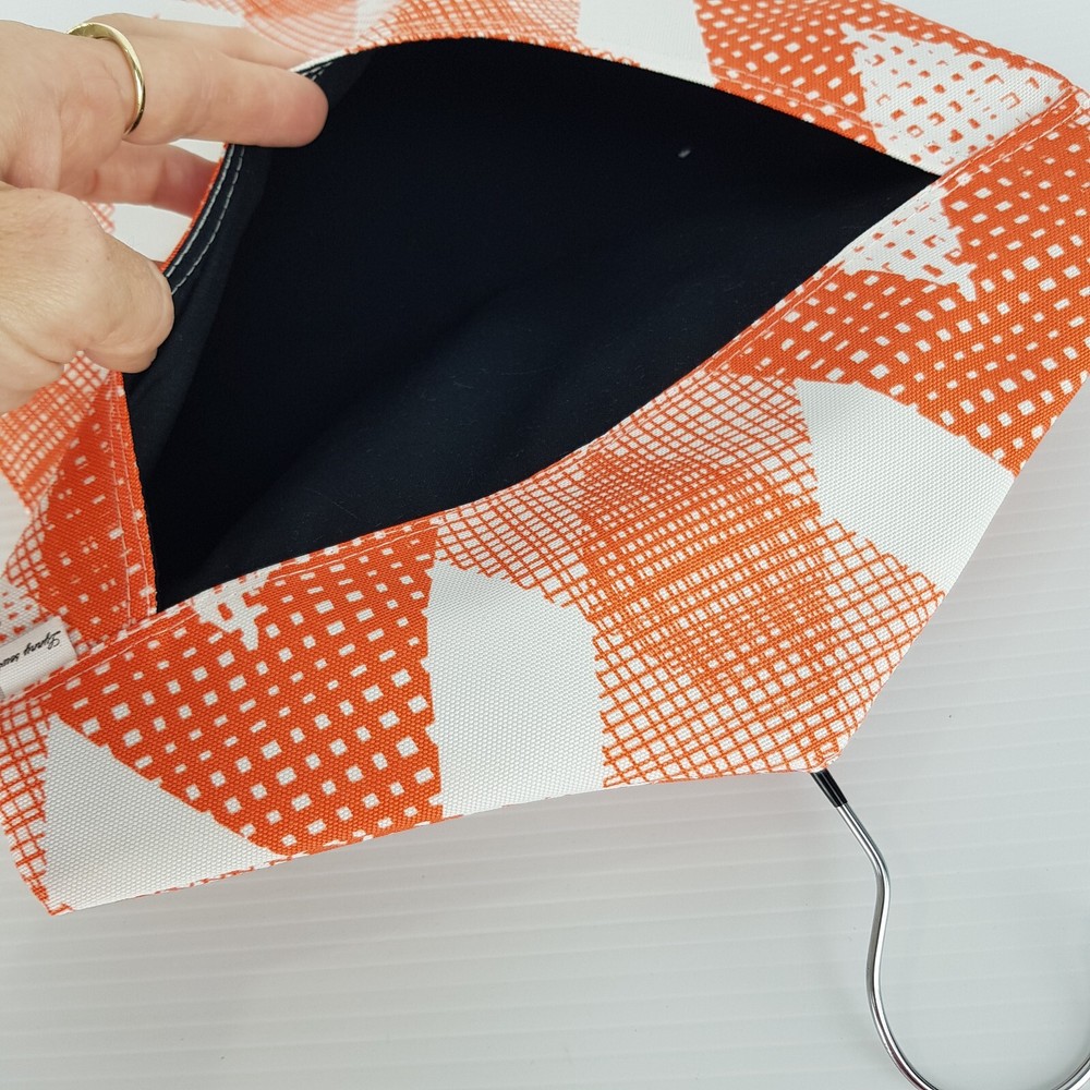Peg Bag Handmade Orange White Diagonal Print Lined Laundry Clothes Peg Holder