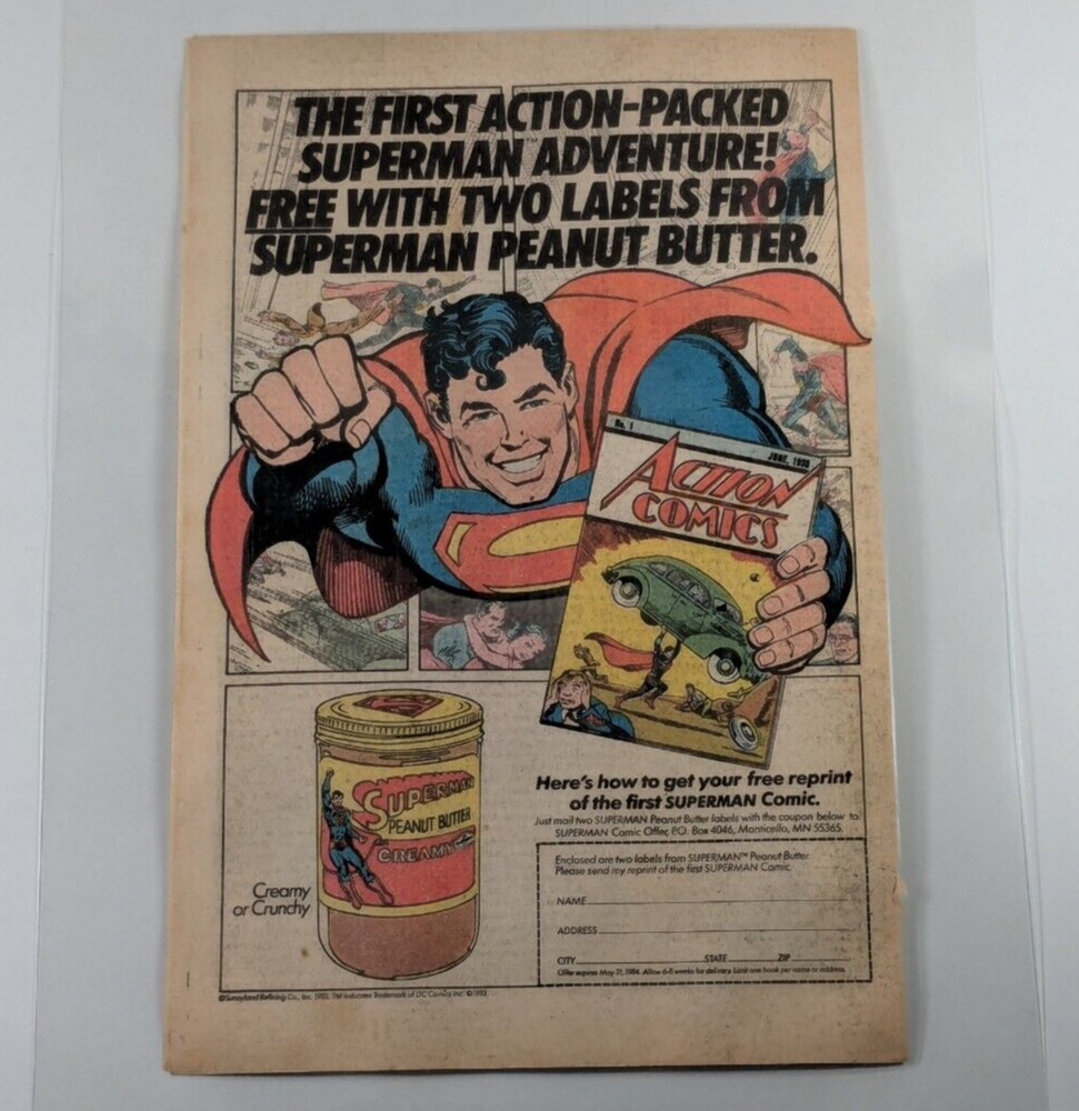 Superman Peanut Butter Advertisement - Laminated From Original Atari Force Comic