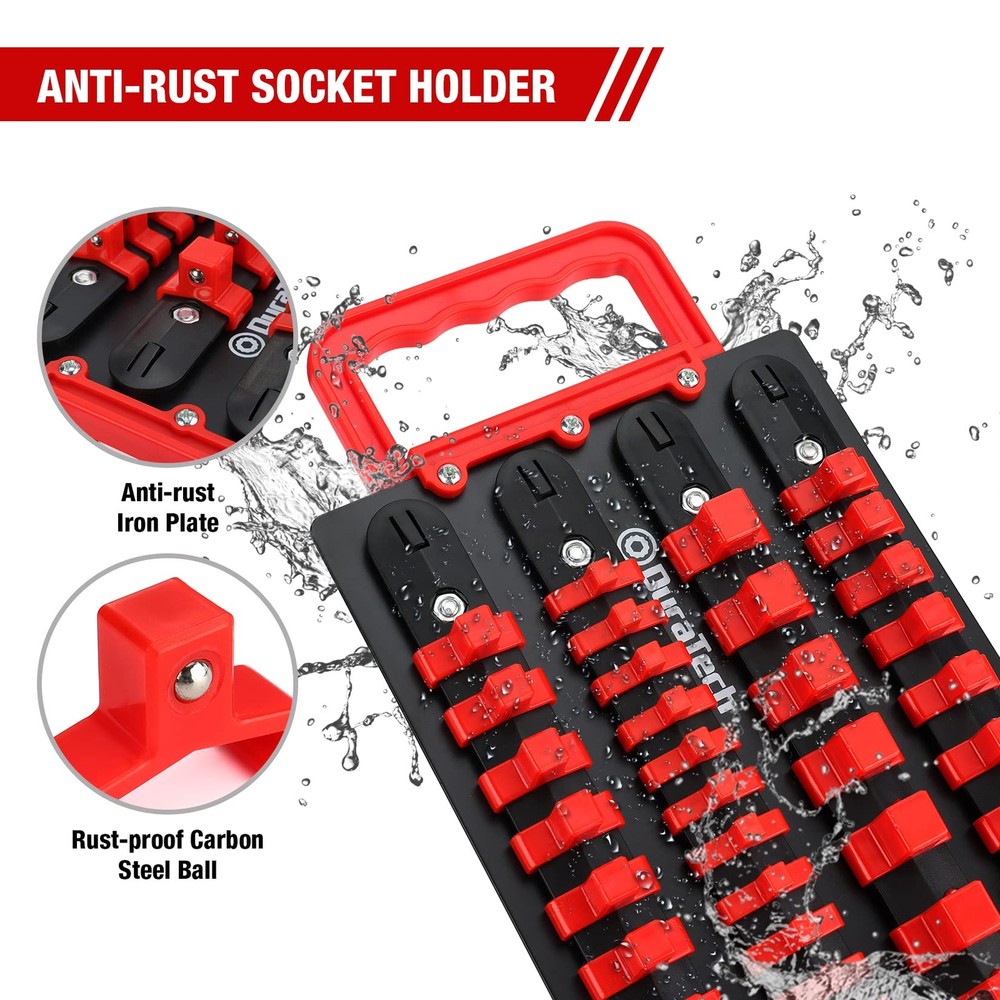 DURATECH 80PC Socket Organizer Holder 1/2" 1/4" 3/8" Drive Socket Organizer Tray