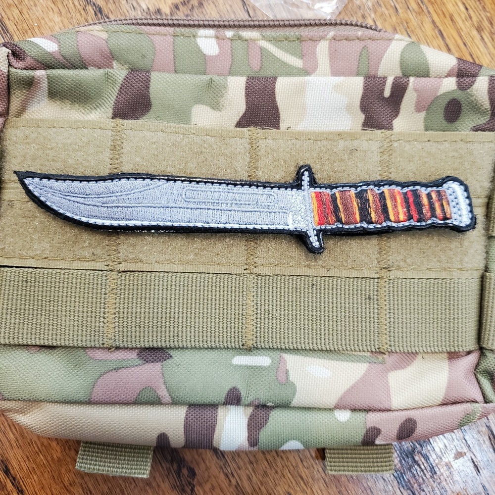 TACTICAL PATCH KBAR STYLE FIGHTING KNIFE Embroidered Hook and Loop