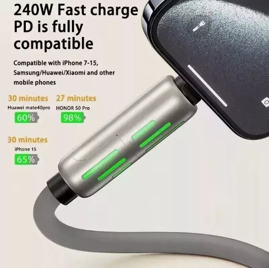 4 in 1 Multi-USB Charging Cable - MAX 240W Fast Charging/With USB A+Type-C 6.6ft