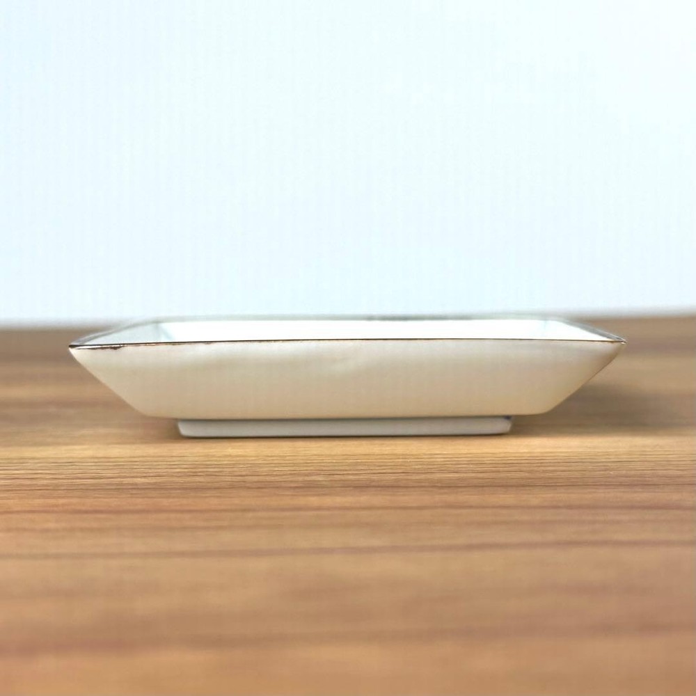 Kutani ware, new, white grain, square plate, 5 small plates