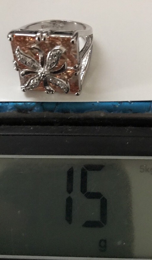 Bold Cz Ring Shines Silver Tone Heavy China