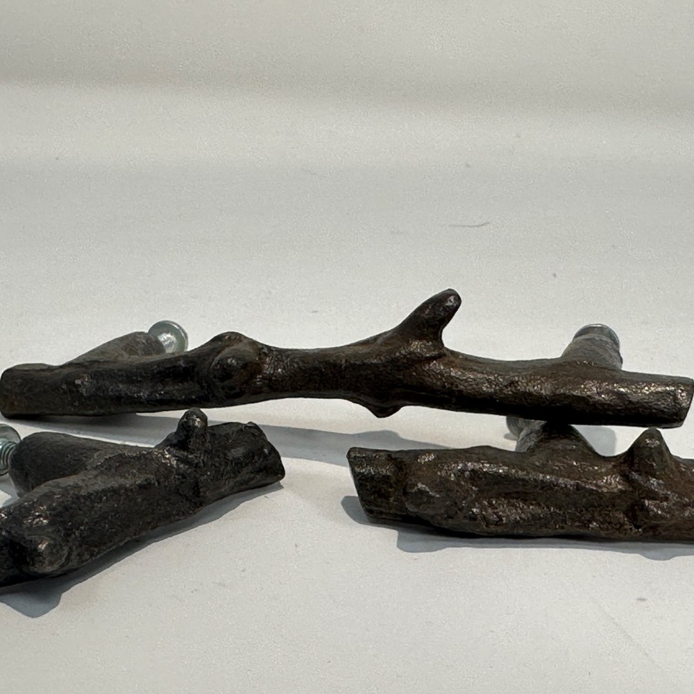 Vintage 3 Twig Cabinet Pulls aged bronze