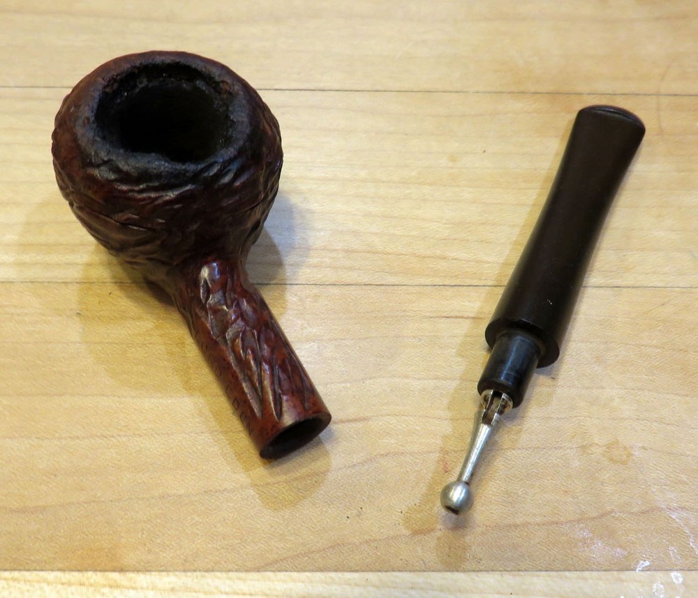 Lord Eden Rustic Briar Pipe Rhodesian Shape Straight Push-In Stem w/ Stinger