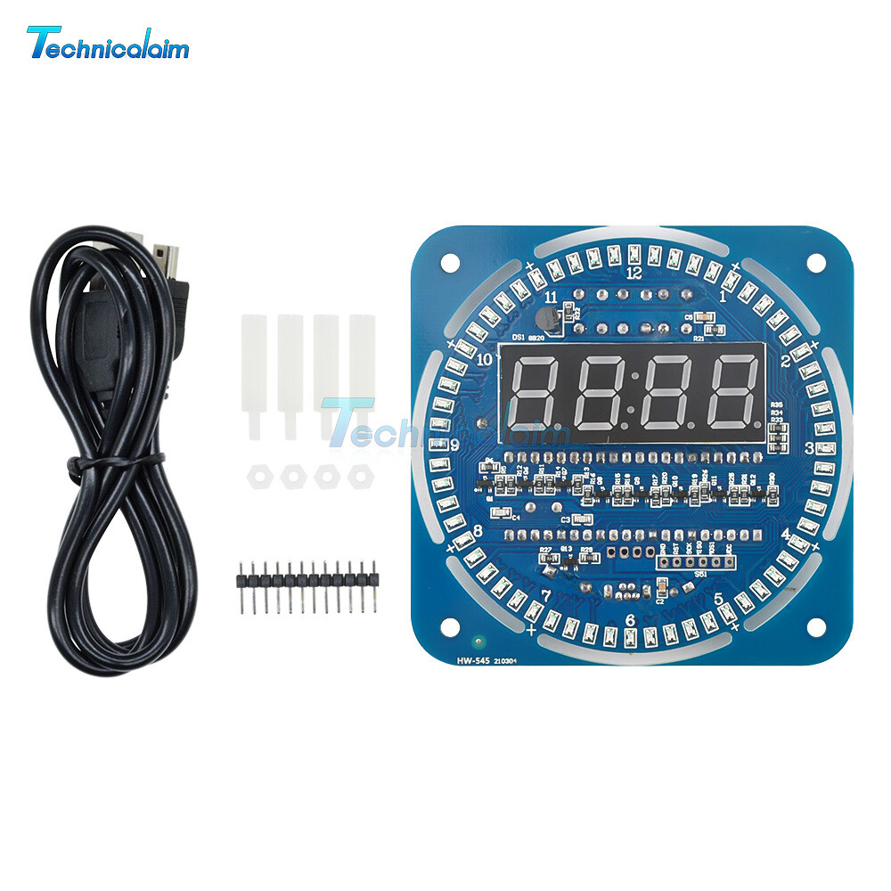 Assembled DS1302 Rotating LED Electronic 5V Digital Clock 51 SCM Learning Board