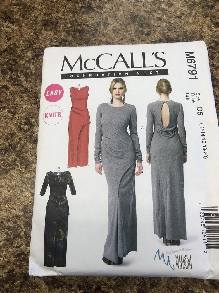 🌹 McCALL'S #M6791 - LADIES CLOSE FITTED PULLOVER EVENING DRESS PATTERN 12-20 FF