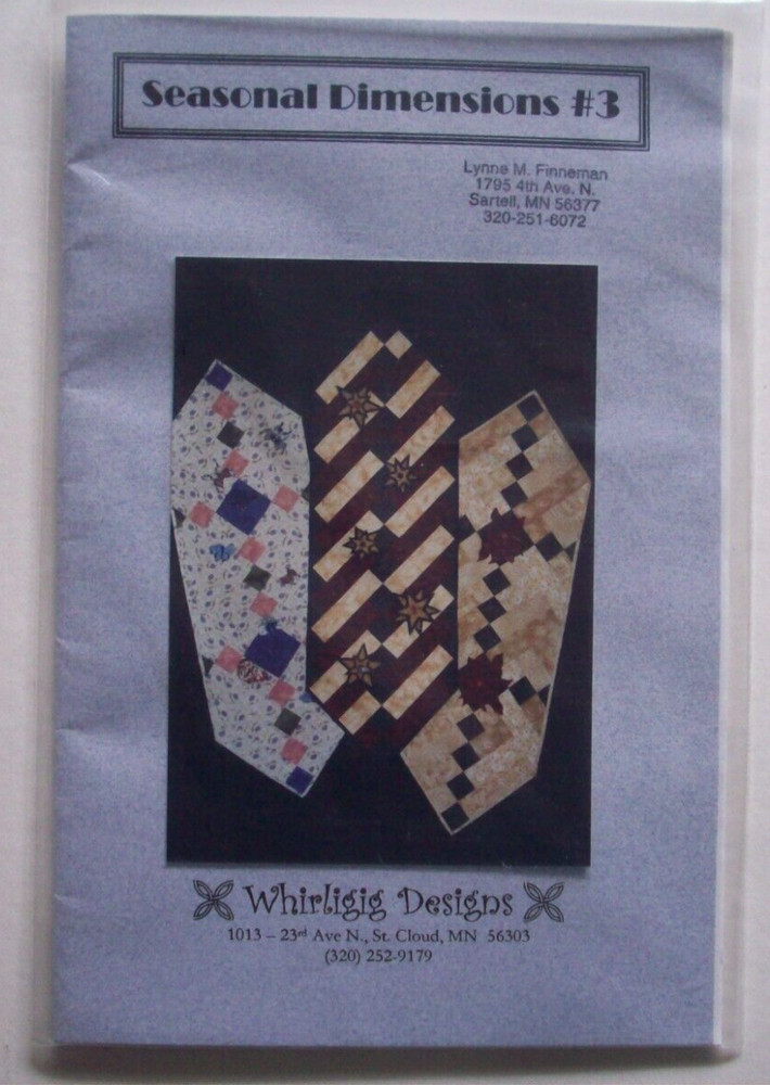 Seasonal Dimensions Table runners 3 designs traditional block quilt pattern *E