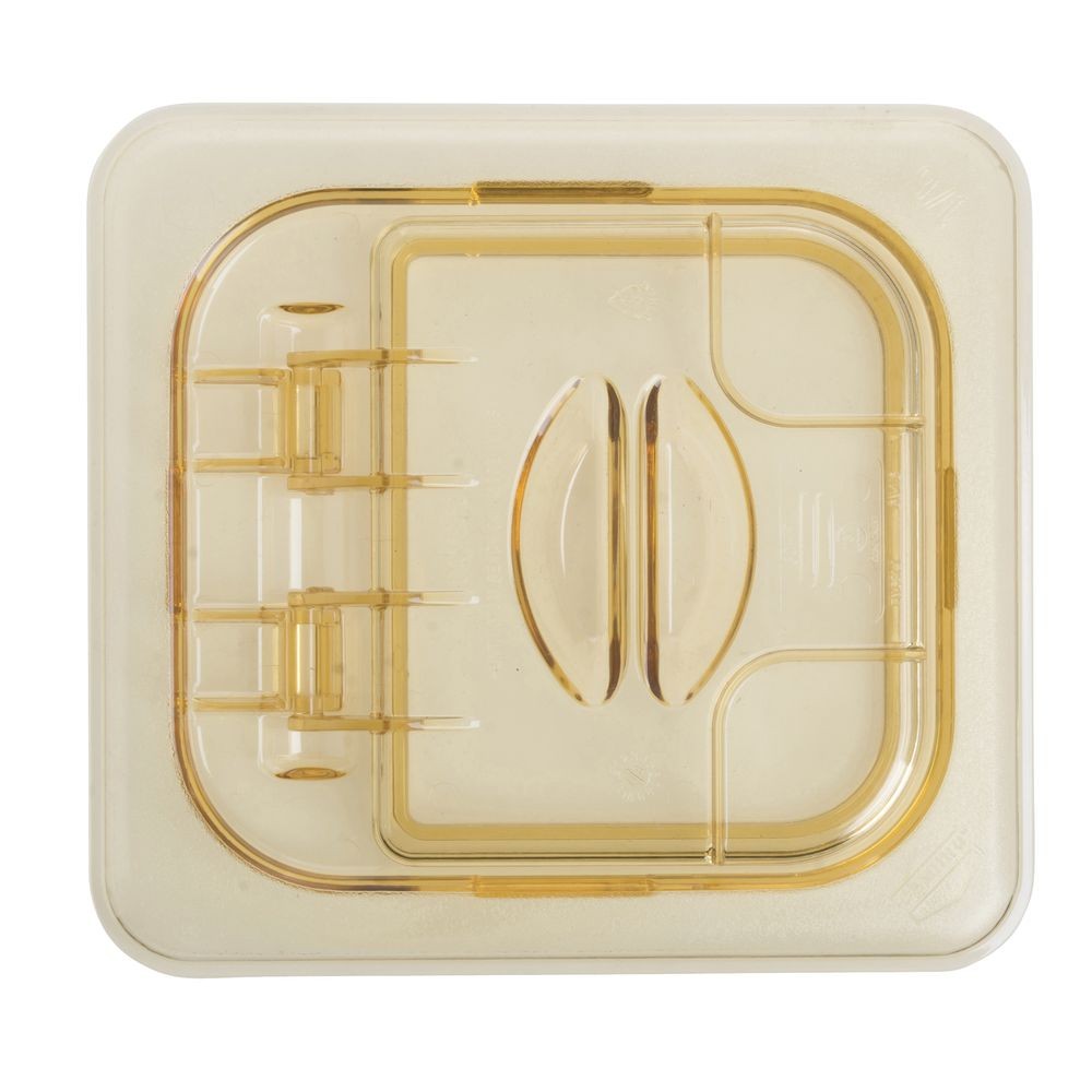 Cambro 60HPL772 Amber 1/6 Size Solid Flip Lid