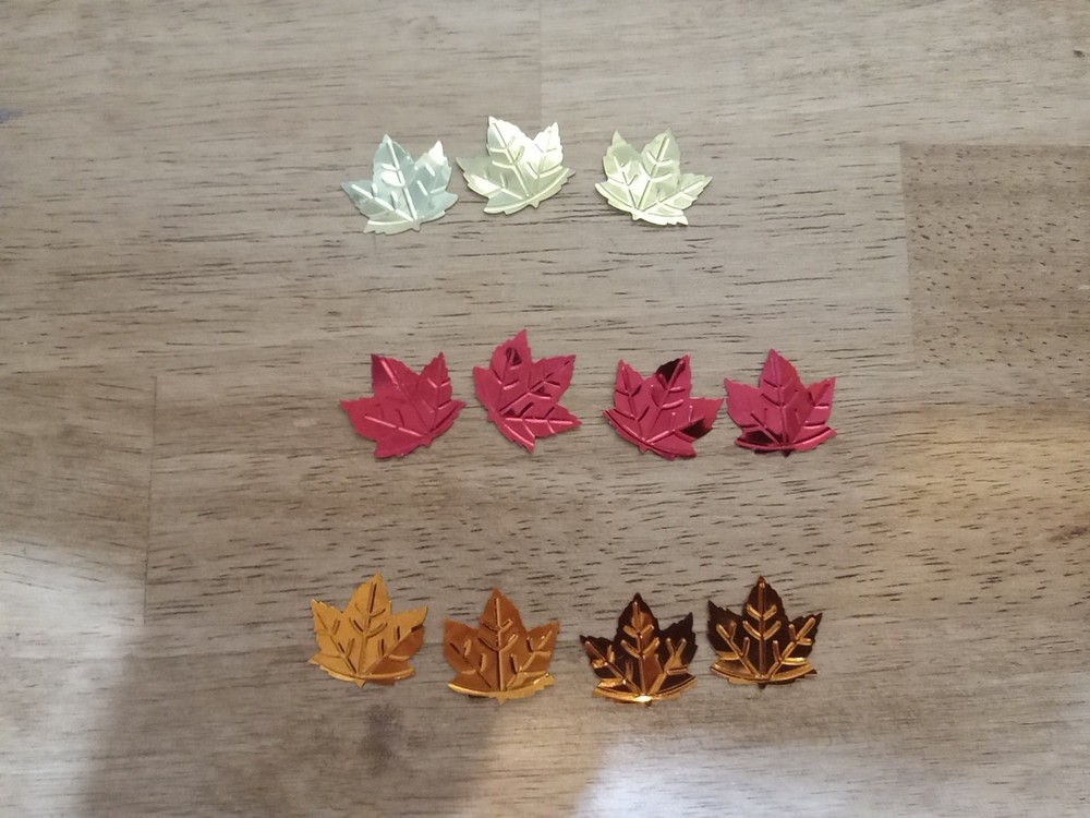 11 Small Leaves Branch Fall Foliage Foil Die Cuts For Scrapbooking Maple Leaf