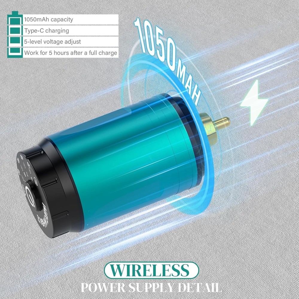 Wireless Tattoo Kit Complete for Beginners Pen Machine with Power Supply Needles