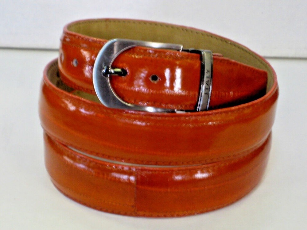 MENS GENUINE AUTHENTIC COGNAC EEL BELT