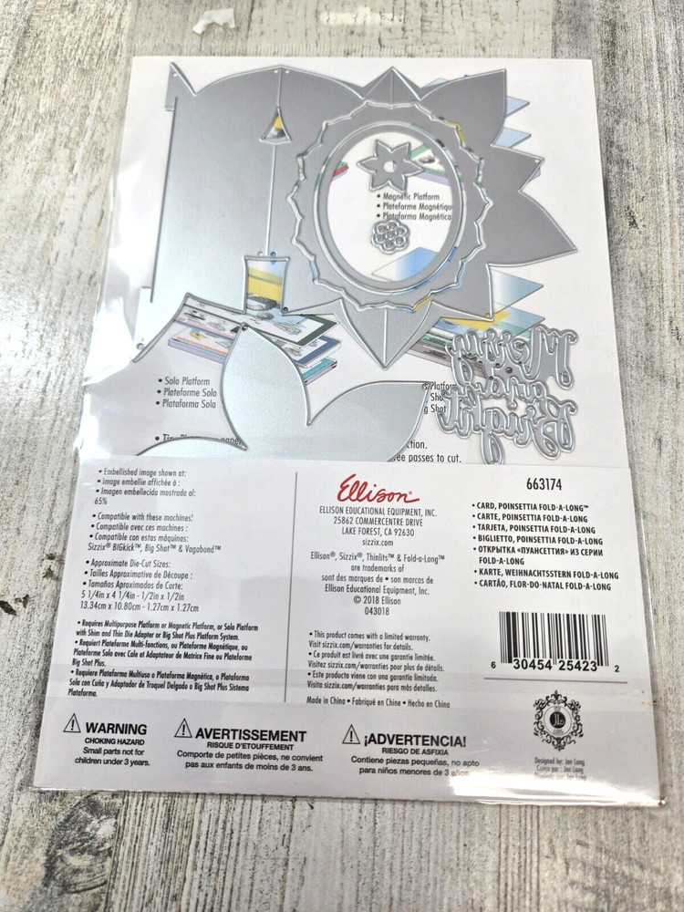 Sizzix Die Cut Poinsettia Fold A Long Card 663174 Jen Long Thinlits